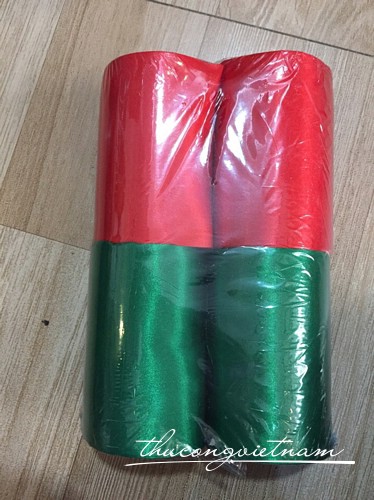 Ruy băng lụa xanh đỏ bản 10cm